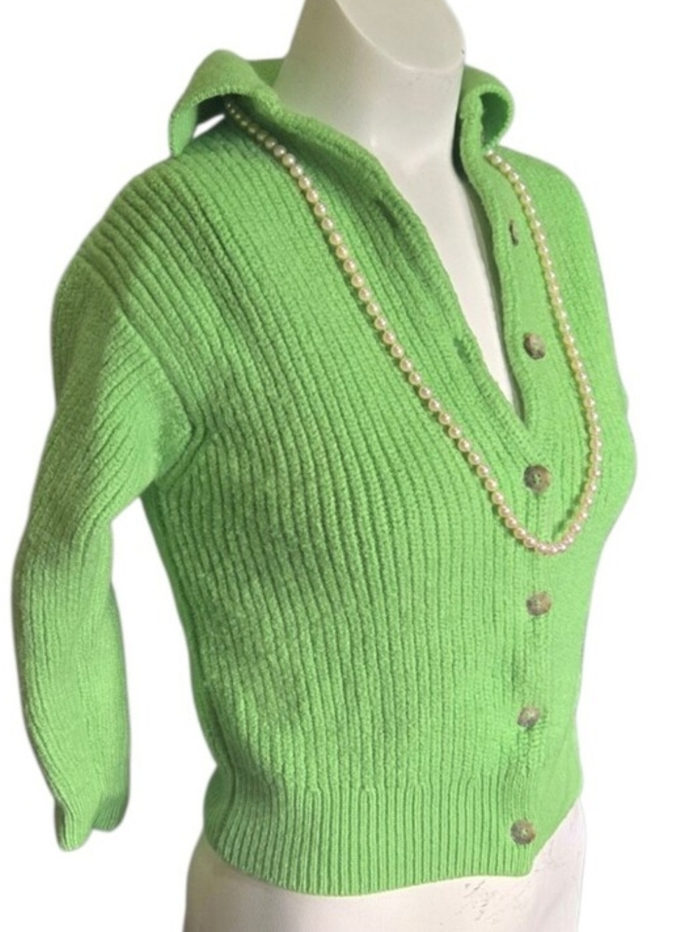 Wilfred Aritzia 100% Merino Wool Green Ribbed Button Cardigan XS Fall